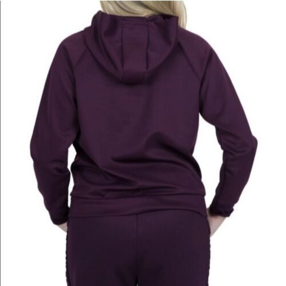 NICOLE MILLER Sport Scuba Logo Print Pullover Hoodie Activewear Plum NWT Large - Picture 2 of 2